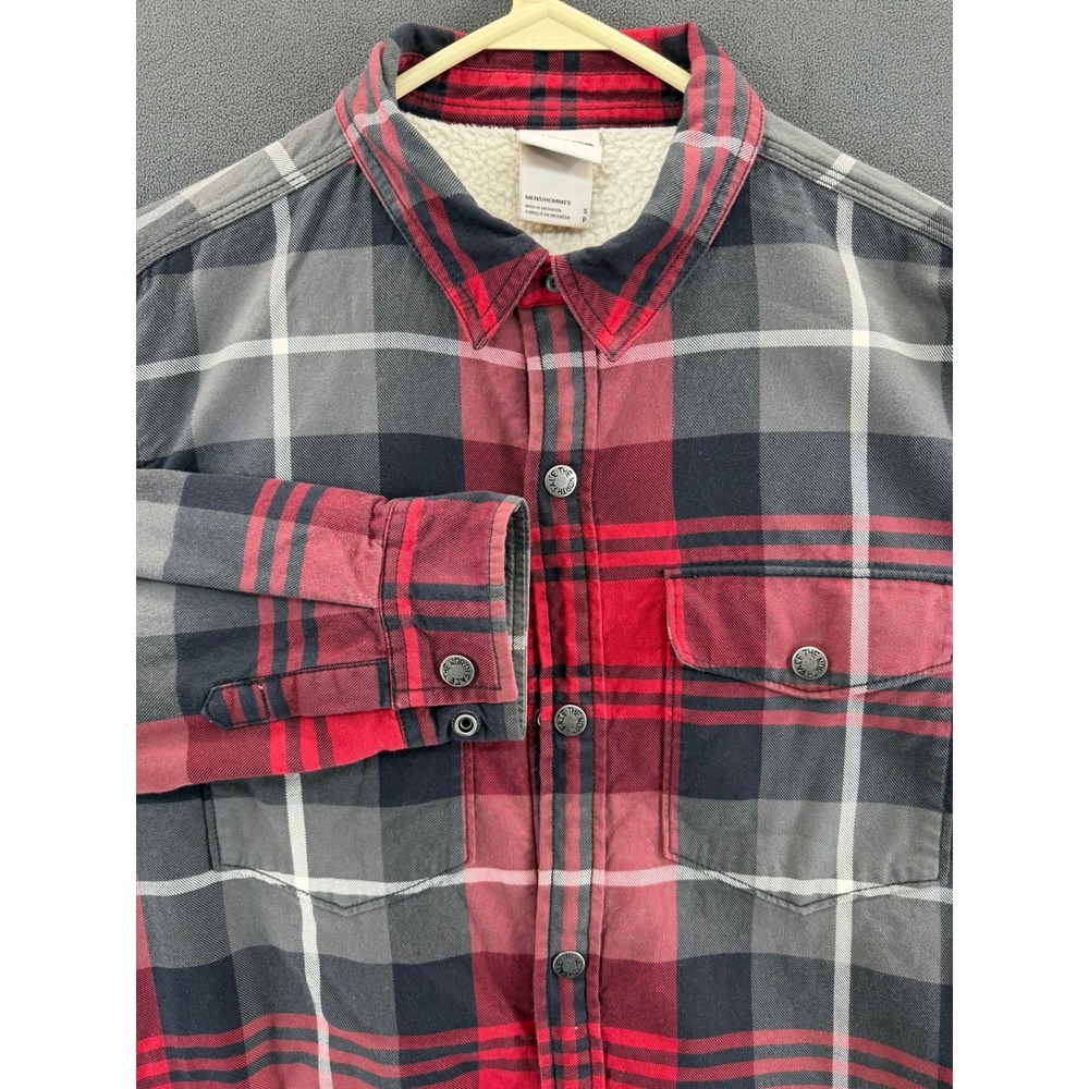 The North Face Mens Red Plaid Sherpa Lined Campshire Flannel Shacket Small